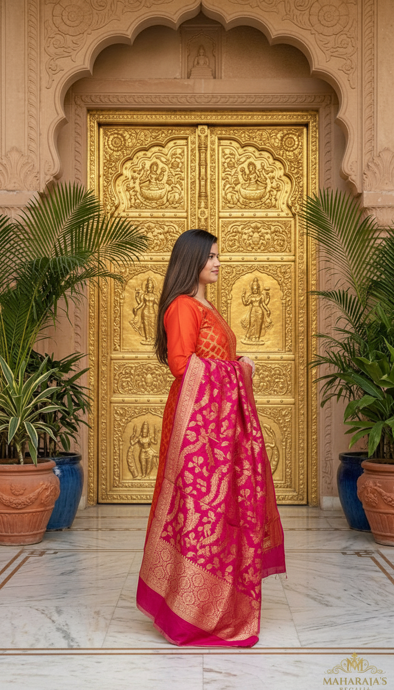 Rust | Pure Banarasi Pant Ethnic Suit By Shruti Ethnic Wear view 2