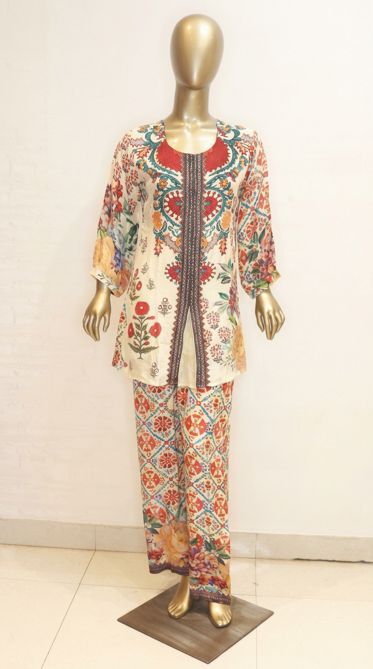 Crepe Floral Ethnic Co-ord Set view 4