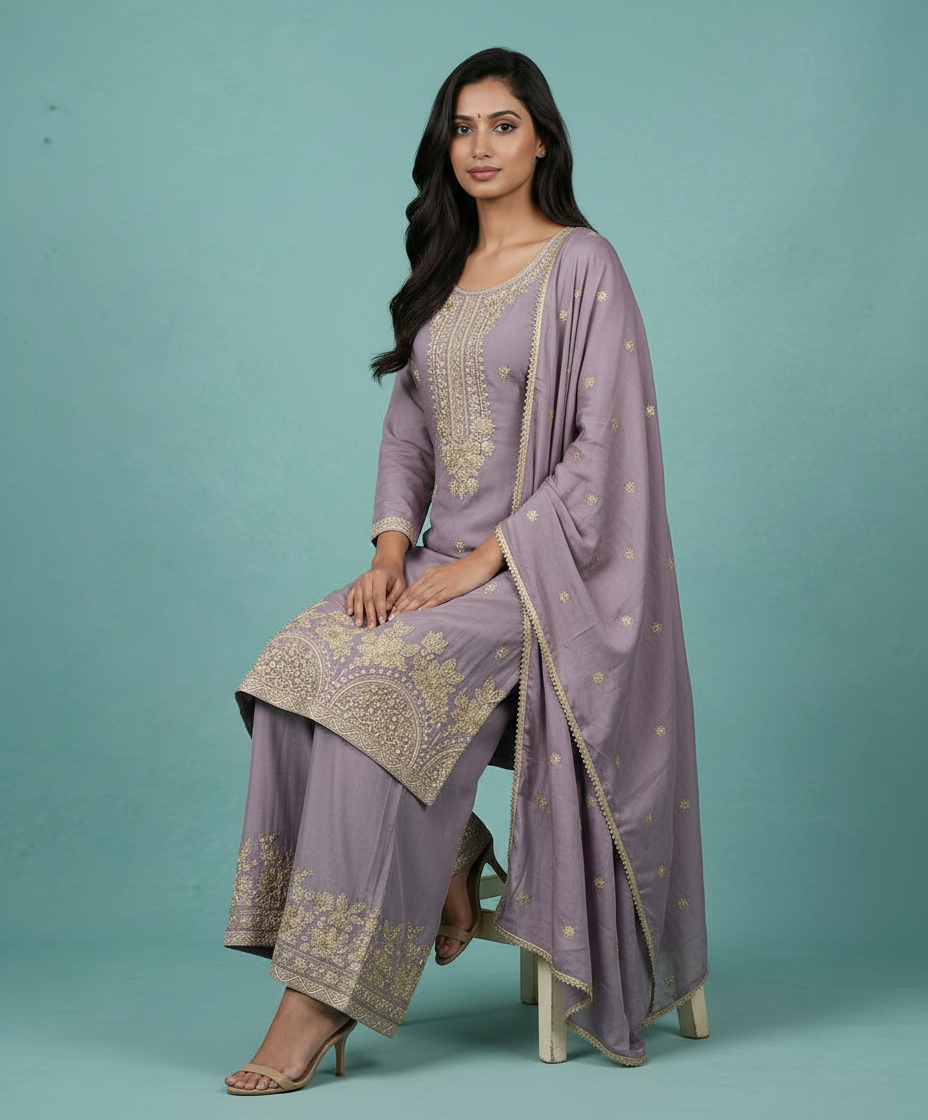 Chinnon | Handwork Kurti Plazo Set by Shruti Ethnic Wear view 2