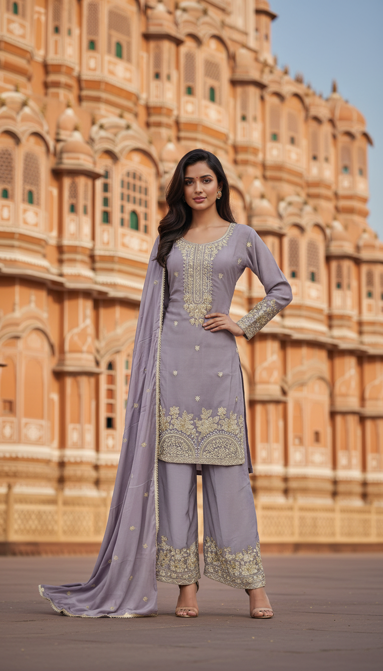 Chinnon | Handwork Kurti Plazo Set by Shruti Ethnic Wear view 3