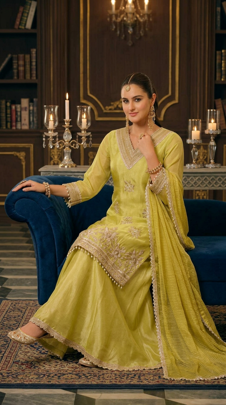Green Handwork Plazo Suit by Shruti Ethnic Wear view 2
