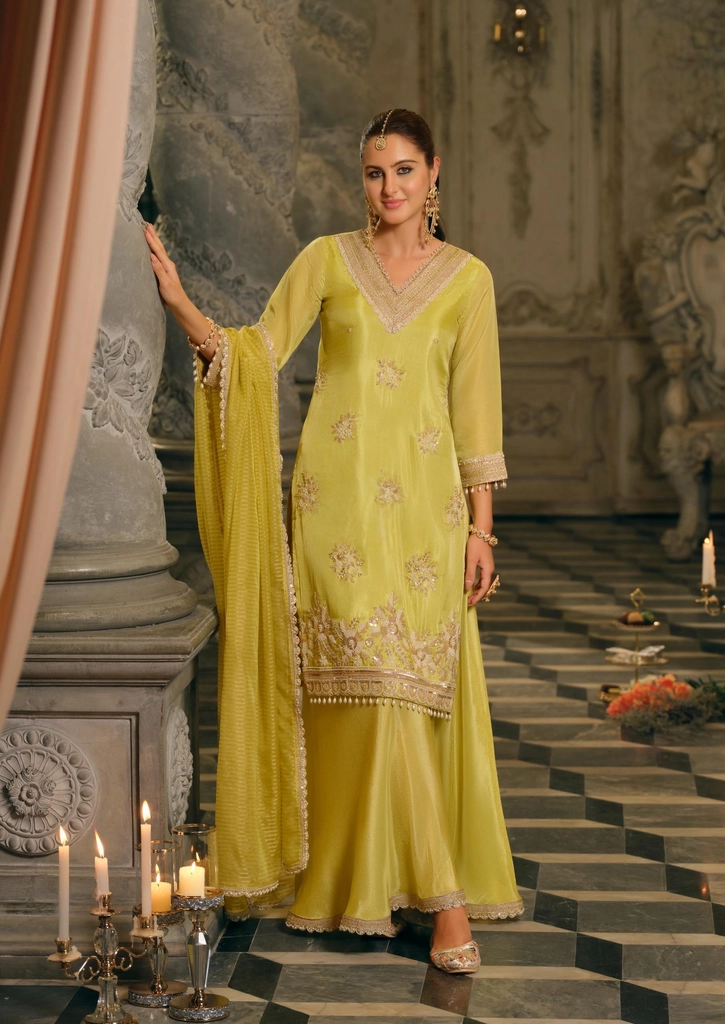 Green Handwork Plazo Suit by Shruti Ethnic Wear view 3