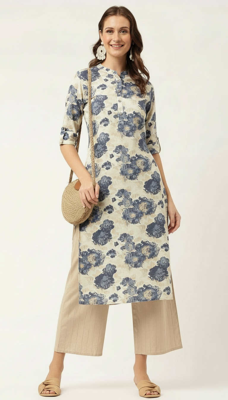 Heavy Cotton Floral Printed Kurti view 3