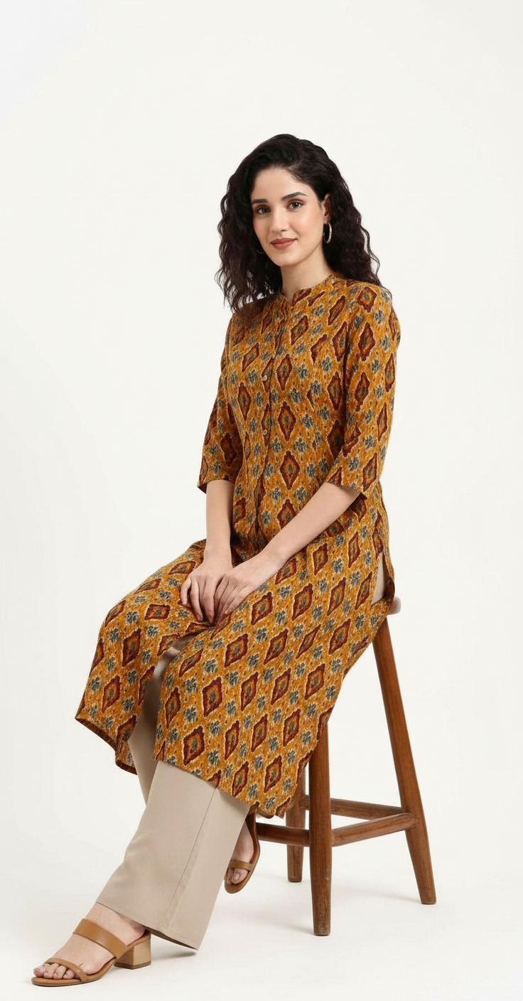 Floral Printed Cotton Kurti view 3