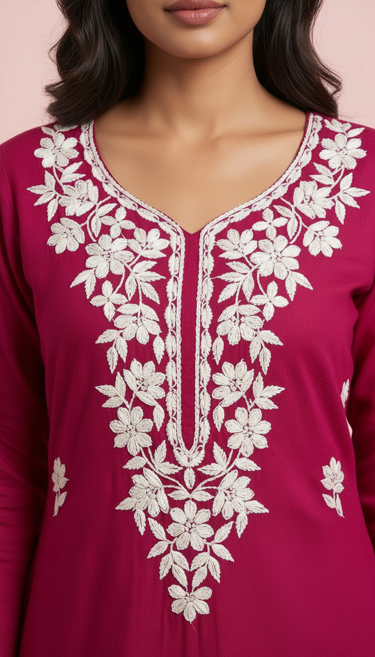 Lucknowi Embroidered Kurta  view 2