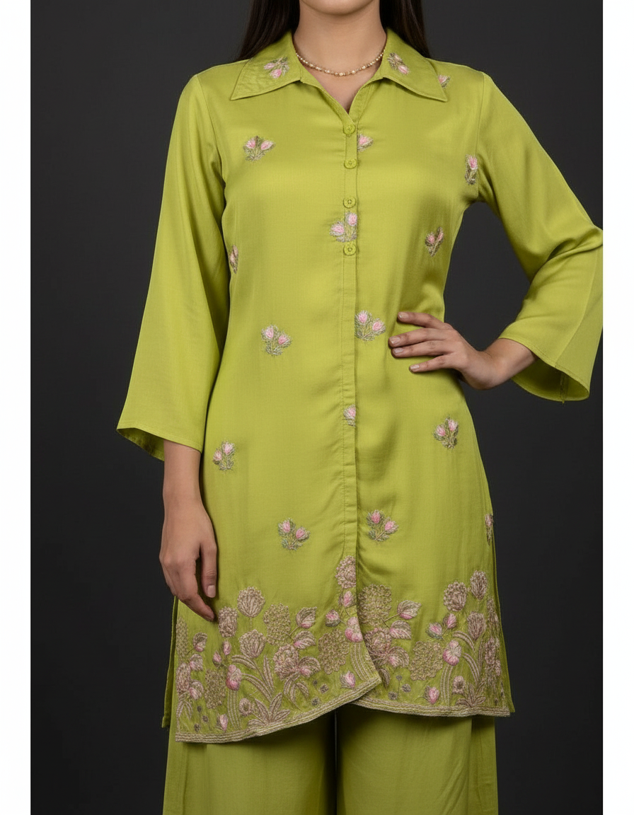 Green Embroidered Co-ord Set