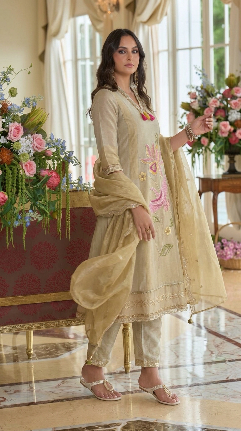 Ivory Elegant Short Anarkali view 6
