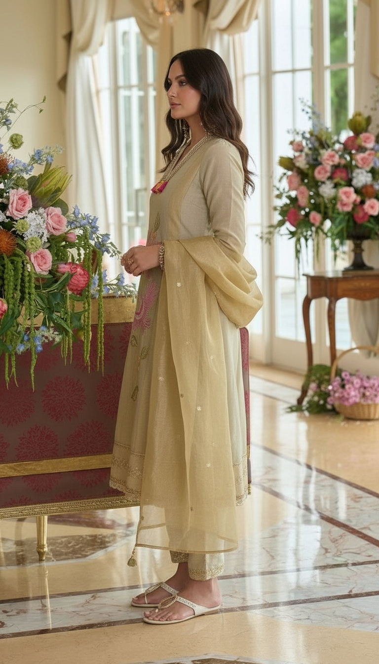 Ivory Elegant Short Anarkali view 4
