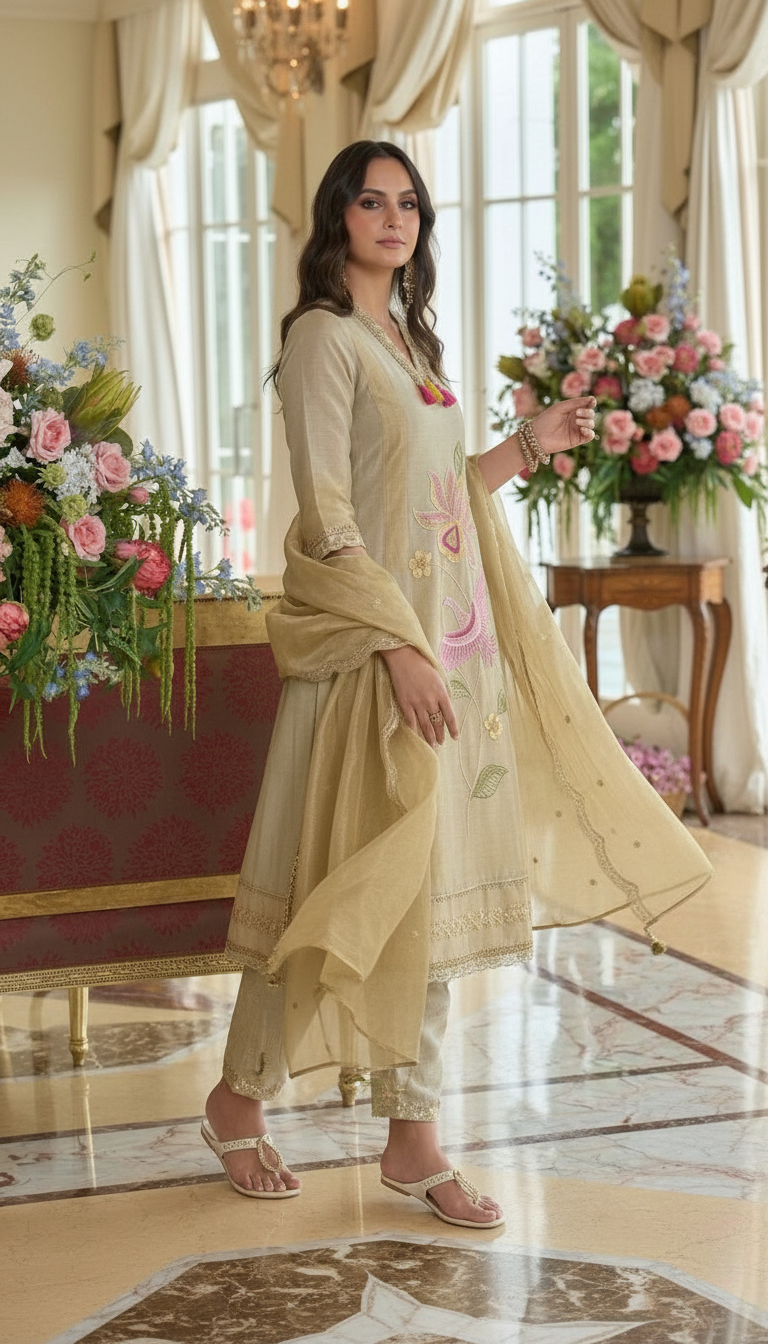 Ivory Elegant Short Anarkali view 2