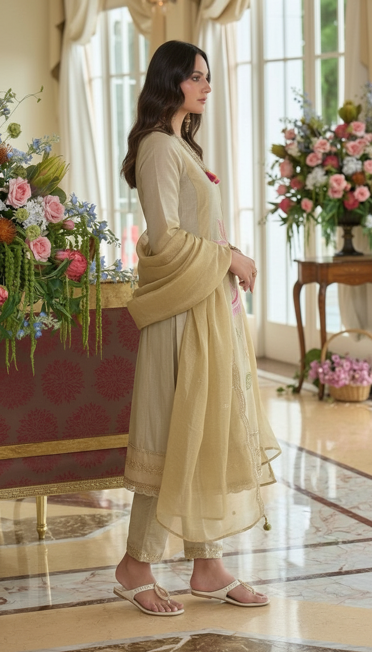 Ivory Elegant Short Anarkali view 5