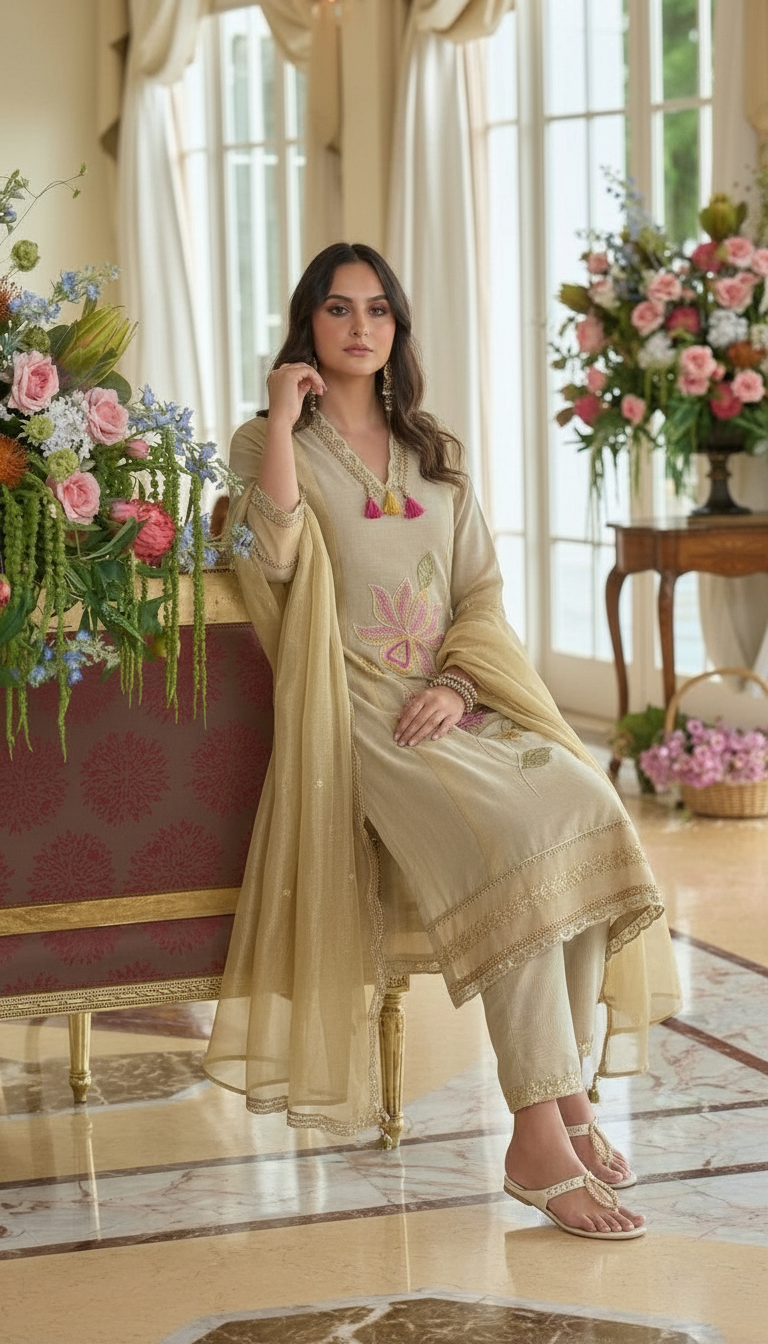 Ivory Elegant Short Anarkali view 3