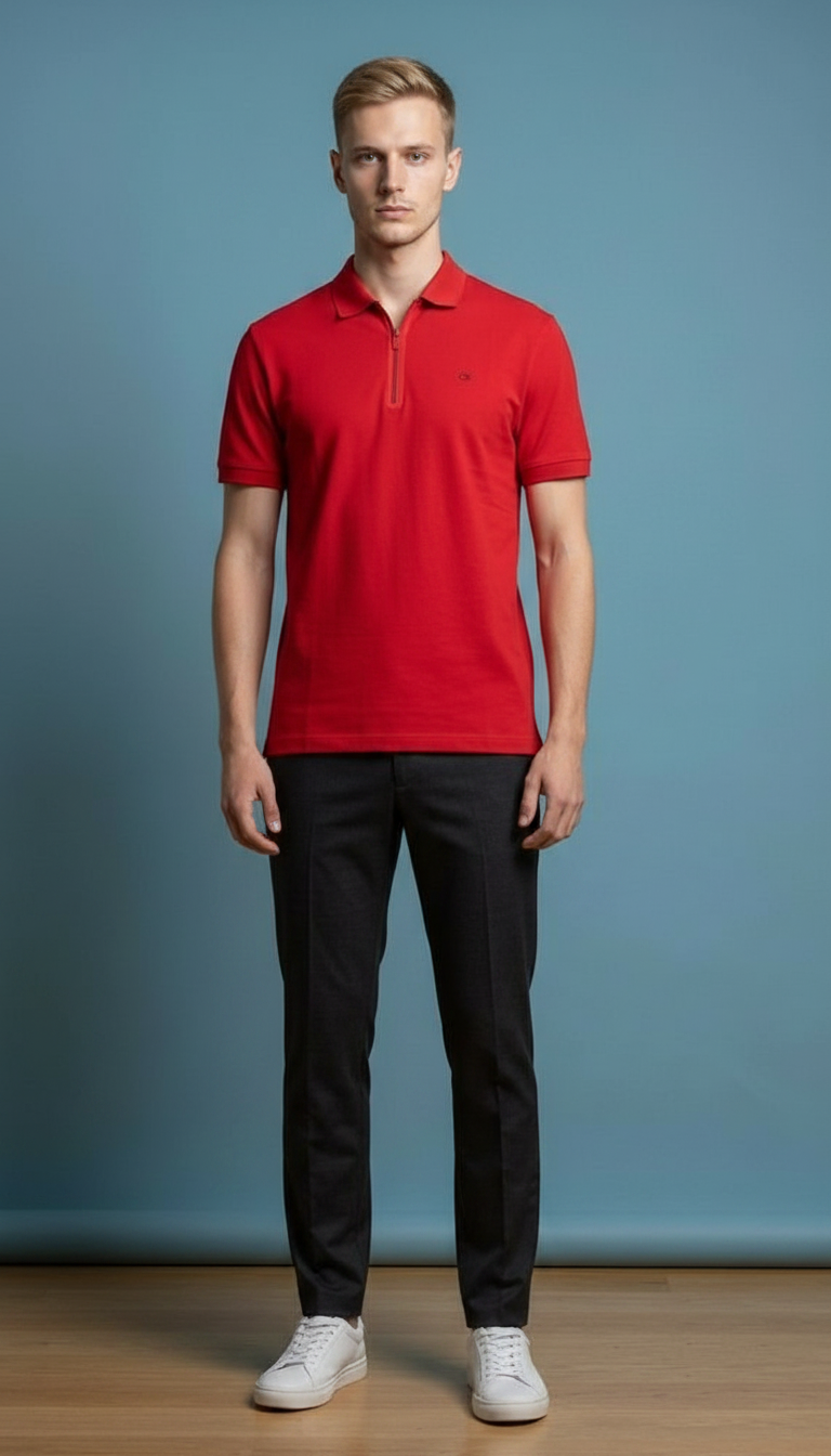 CK Red Polo T-Shirt view 3