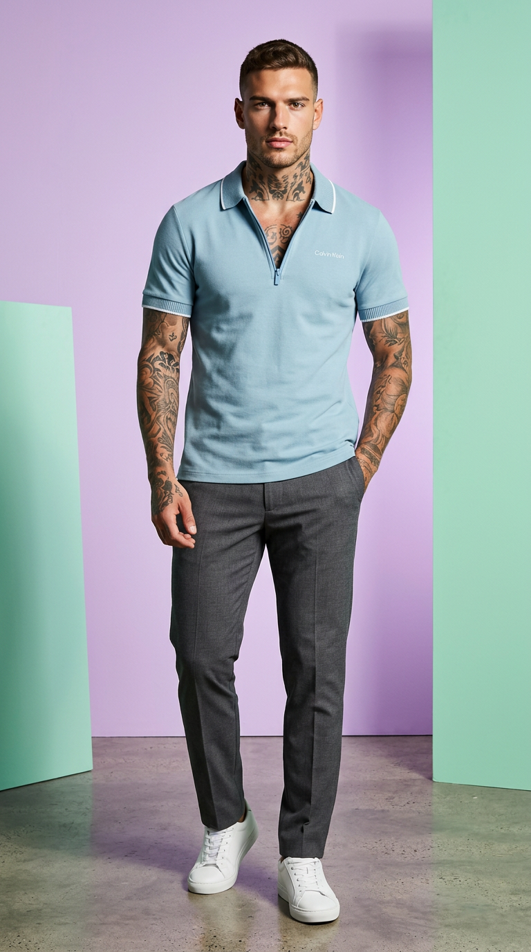 CK Sky Blue Polo T-Shirt view 3