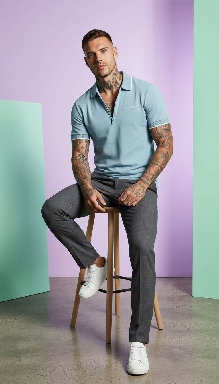 CK Sky Blue Polo T-Shirt view 2