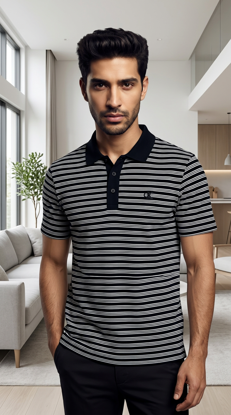 CK Striped Polo T-Shirt view 2