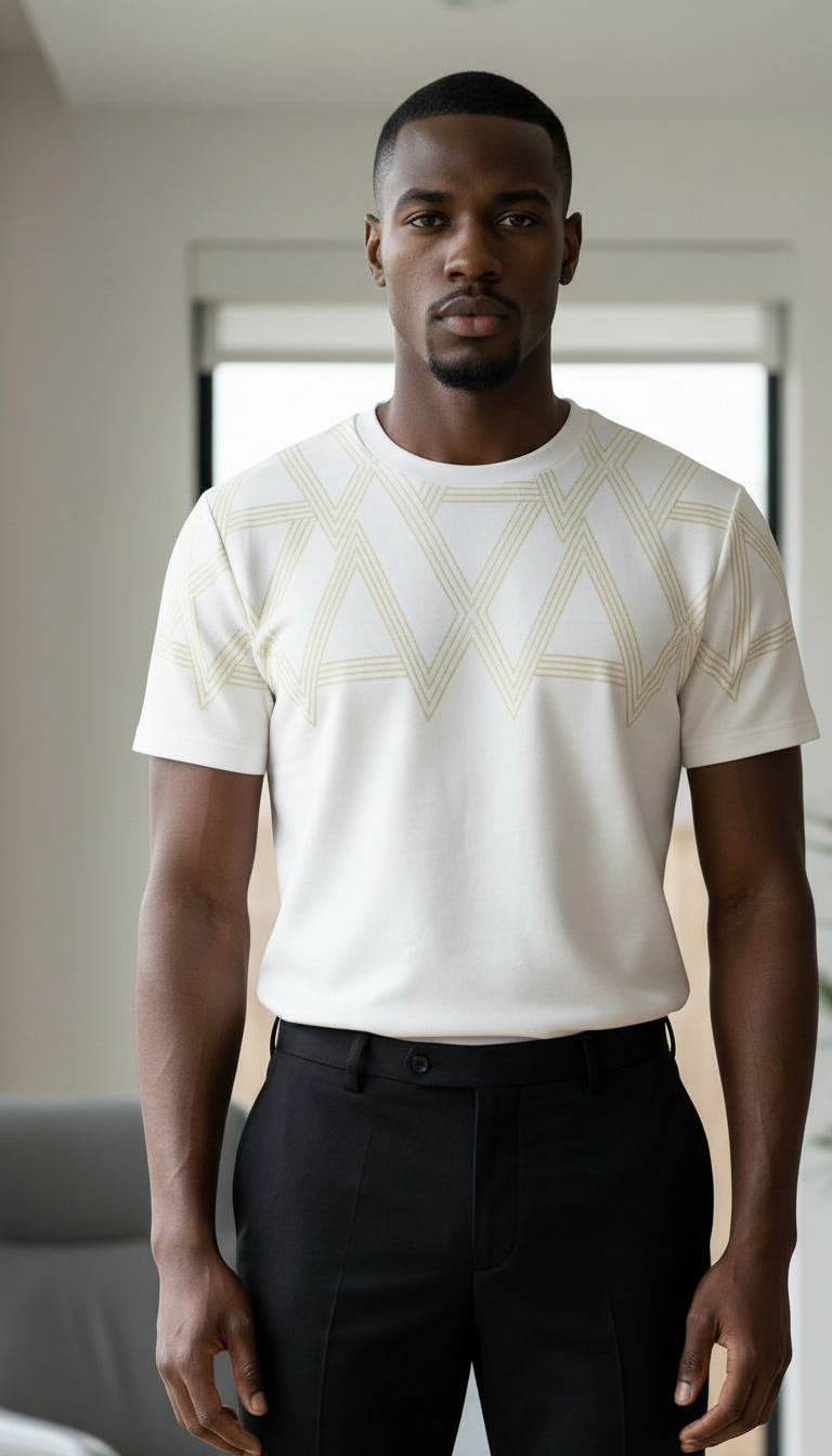 AX Off-White Round Neck T-shirt