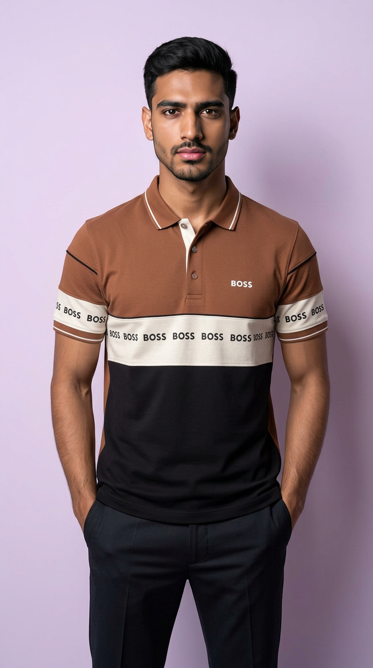 Brown And Black Polo T-Shirt view 3