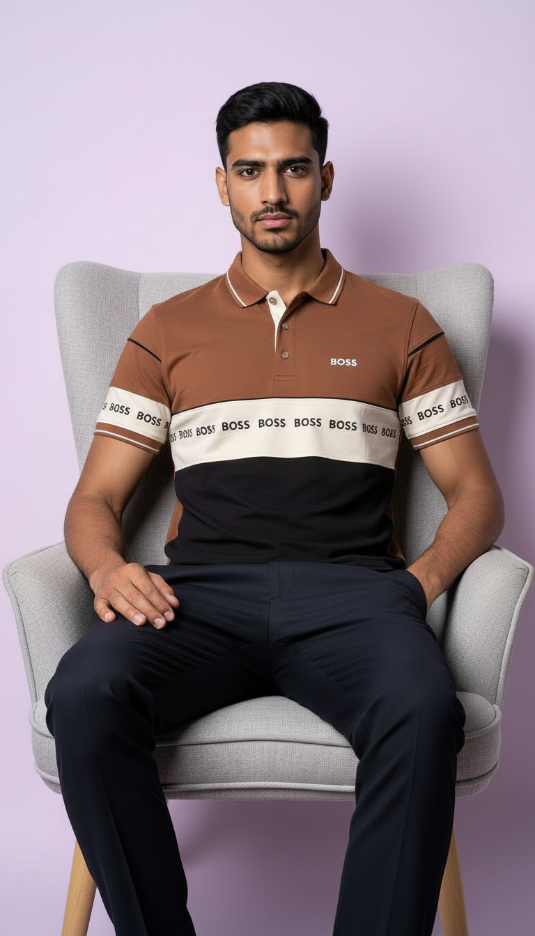 Brown And Black Polo T-Shirt view 2