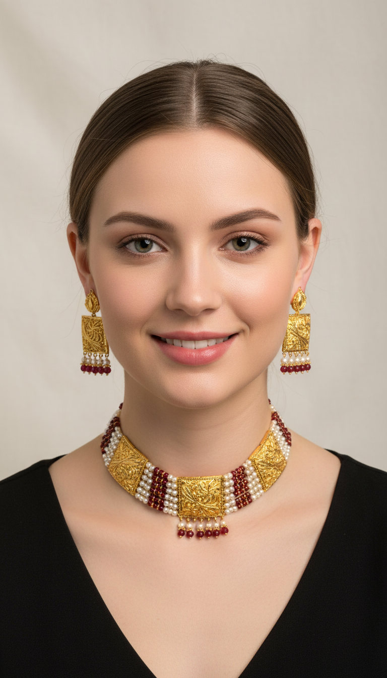 Bahubali Traditional Necklace Set view 2