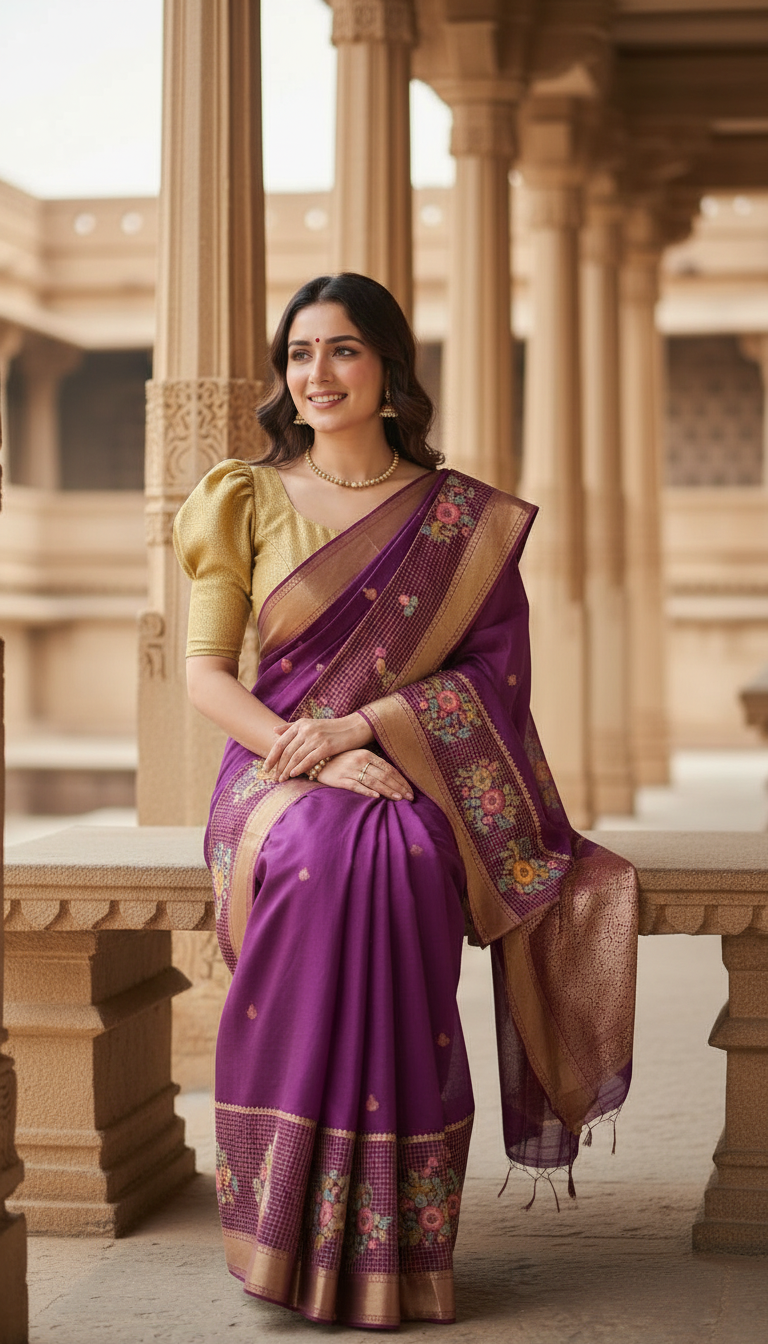 Elegant Purple Saree by Samhitha Silks