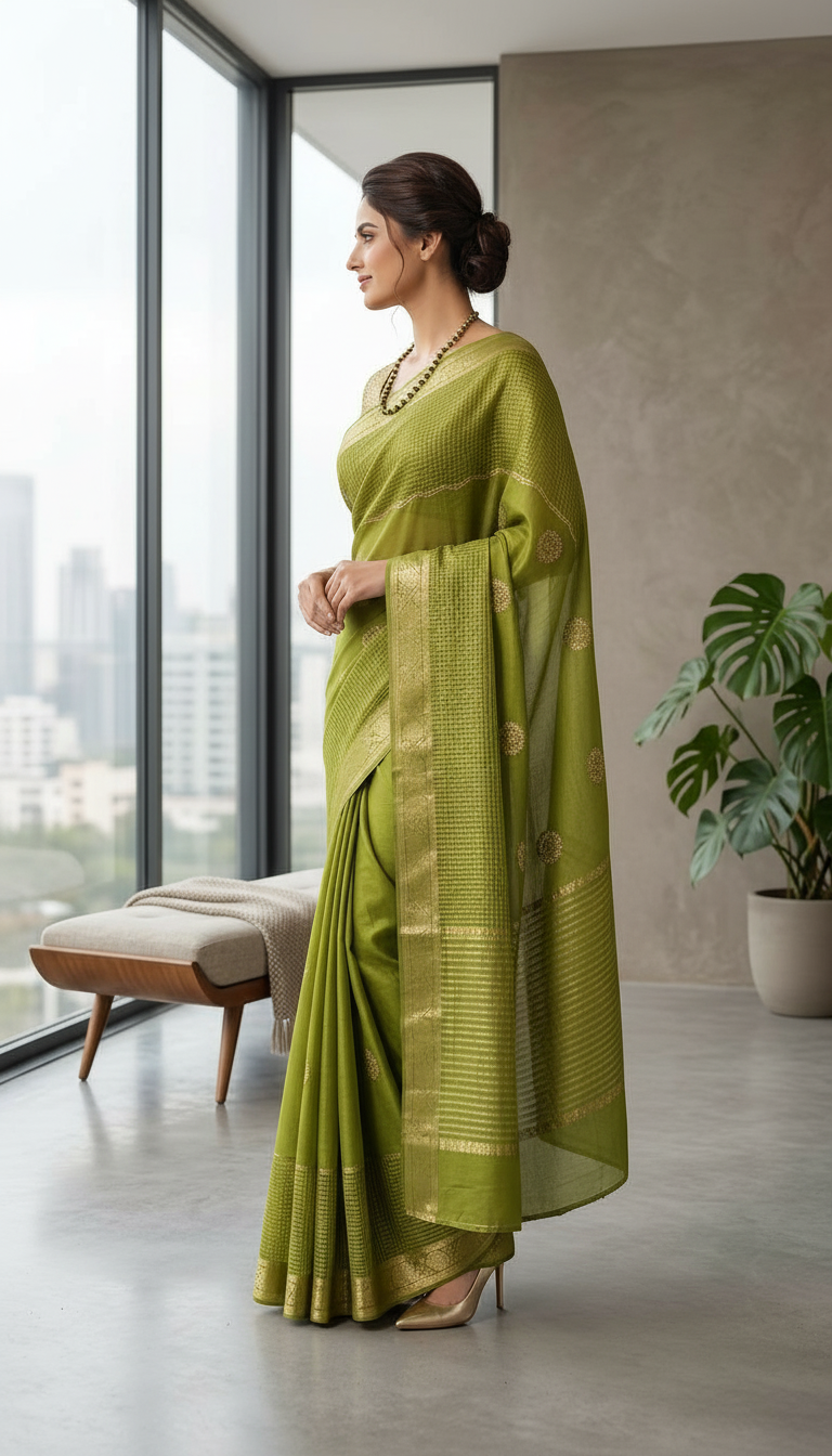 Elegant Green Silk Saree view 2
