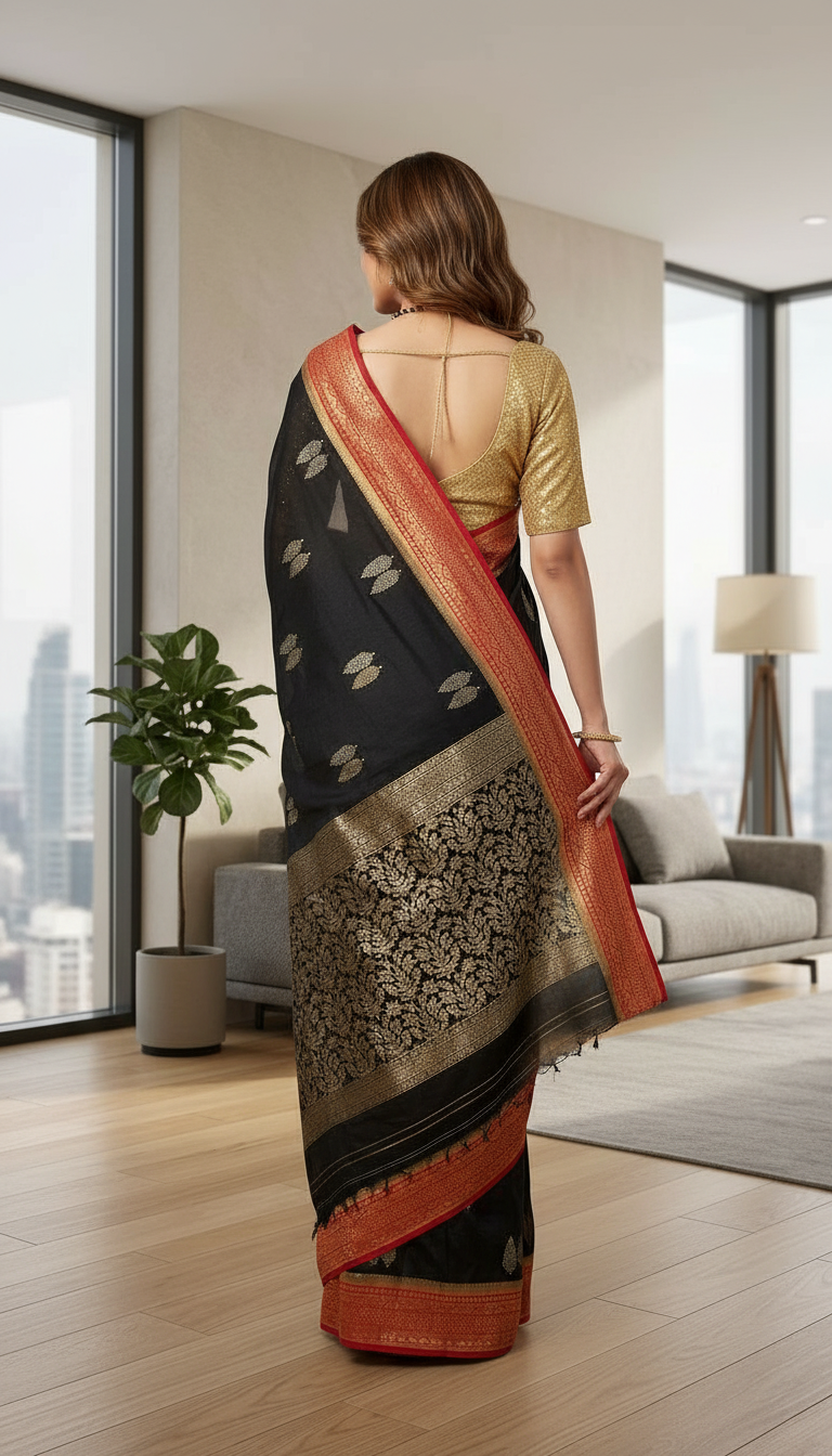 Black Silk Saree by Samhitha Silks view 4