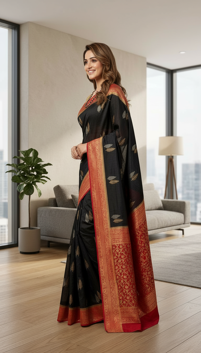 Black Silk Saree by Samhitha Silks view 2