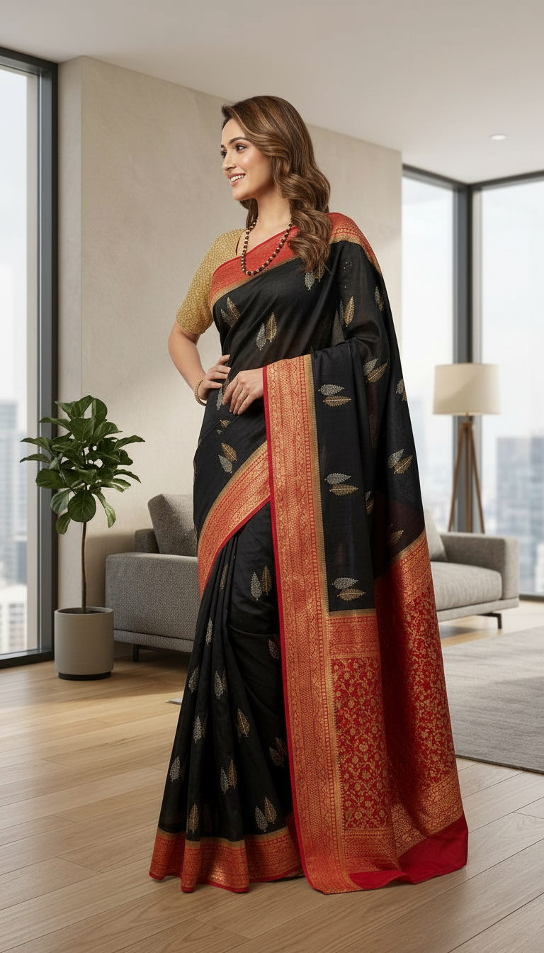 Black Silk Saree by Samhitha Silks view 3
