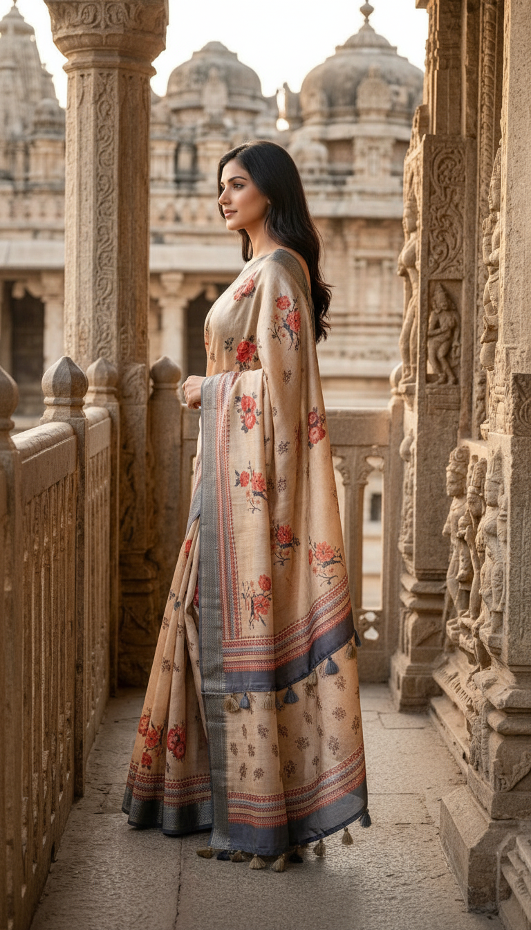 Floral Printed Saree view 2
