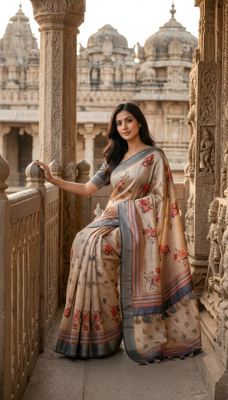 Floral Printed Saree view 4
