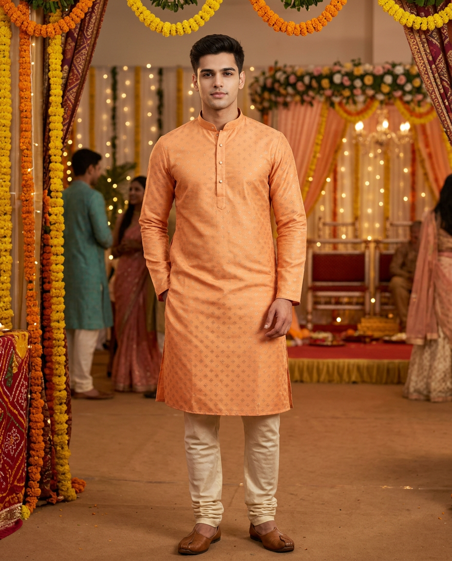 Mensfield Ethnic Wear Kurta Art No Golden Plain-8