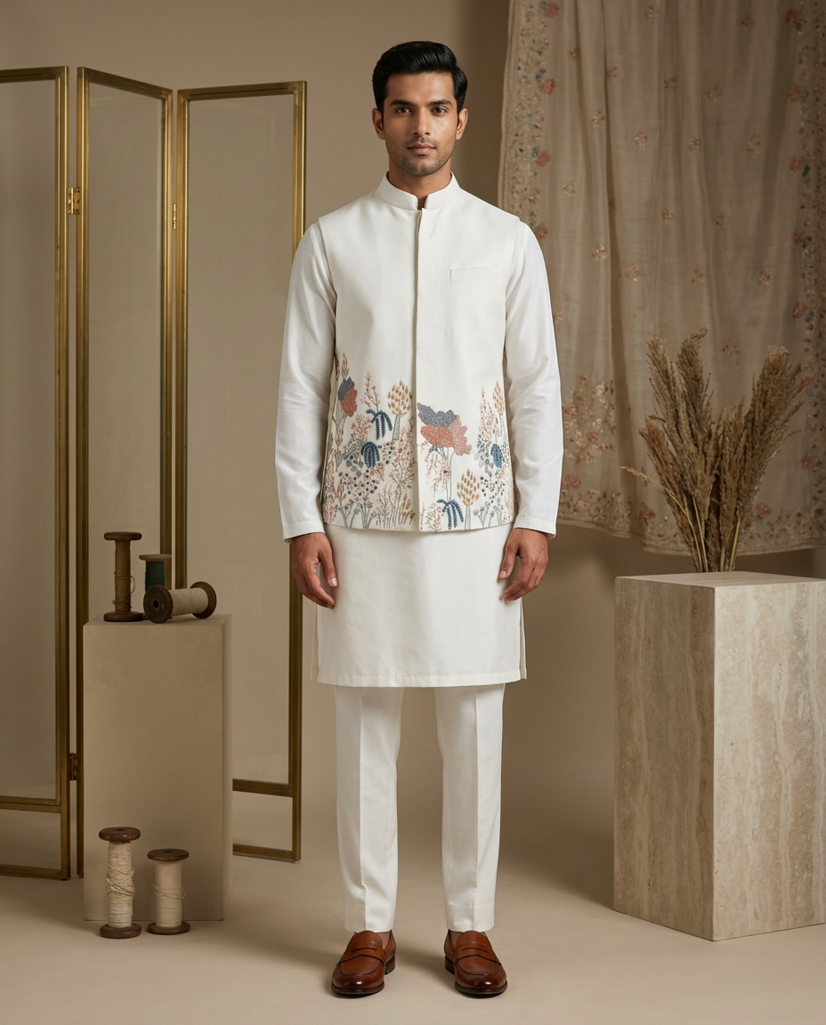 Ojasvi Men Nehru Jacket With Kurta
