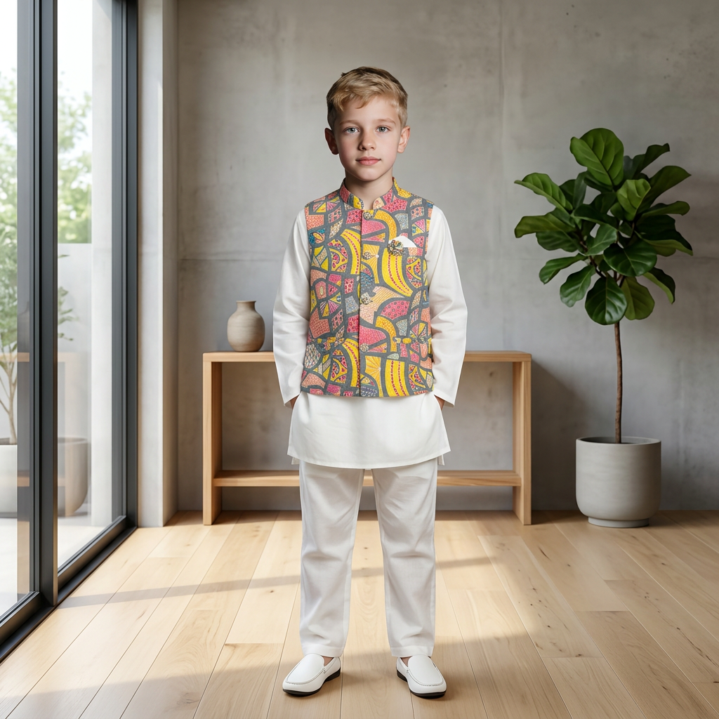 Printed Nehru Jacket Set