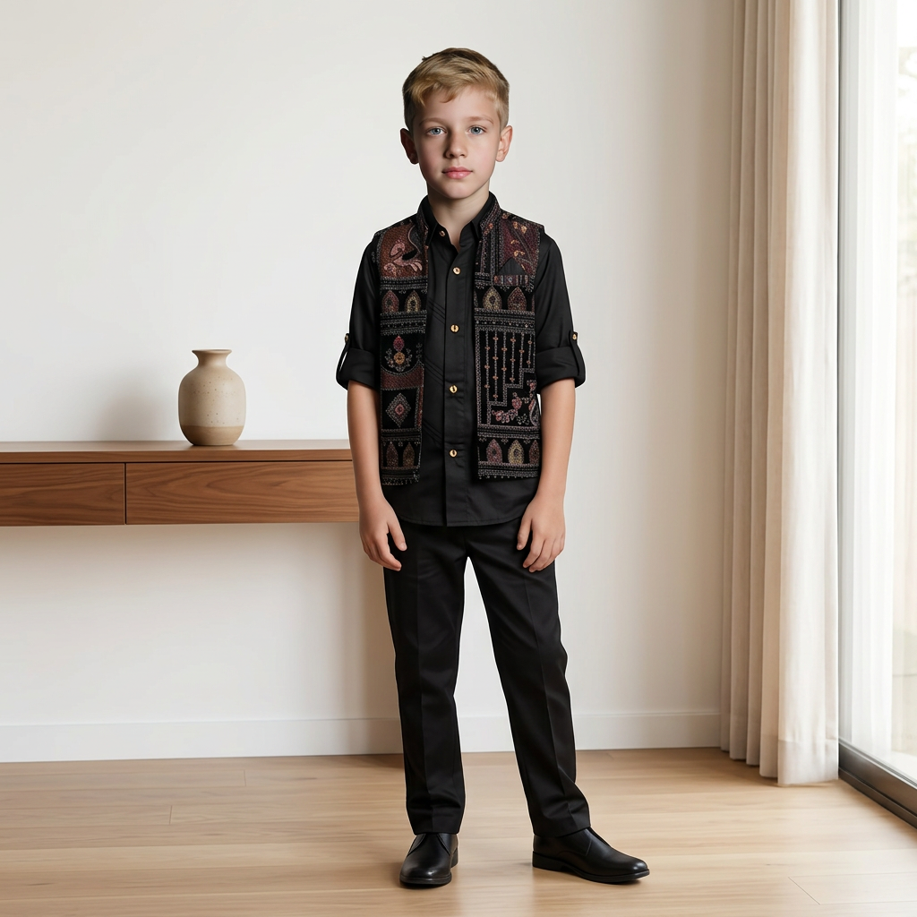Embroidered Boys Ethnic Set