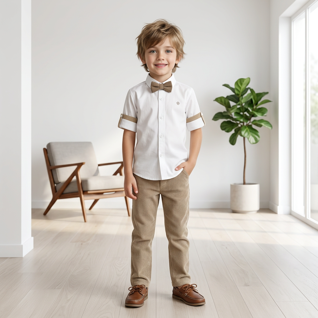 Kids White Shirt and Pants Set view 2