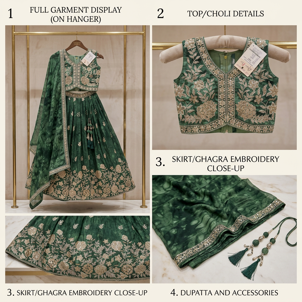 Green Embroidered Lehenga Choli Set view 2