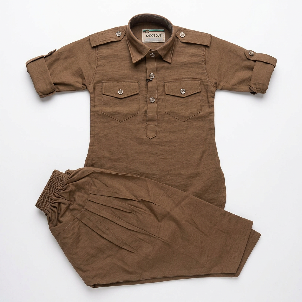 Boys Brown Ethnic Set view 2