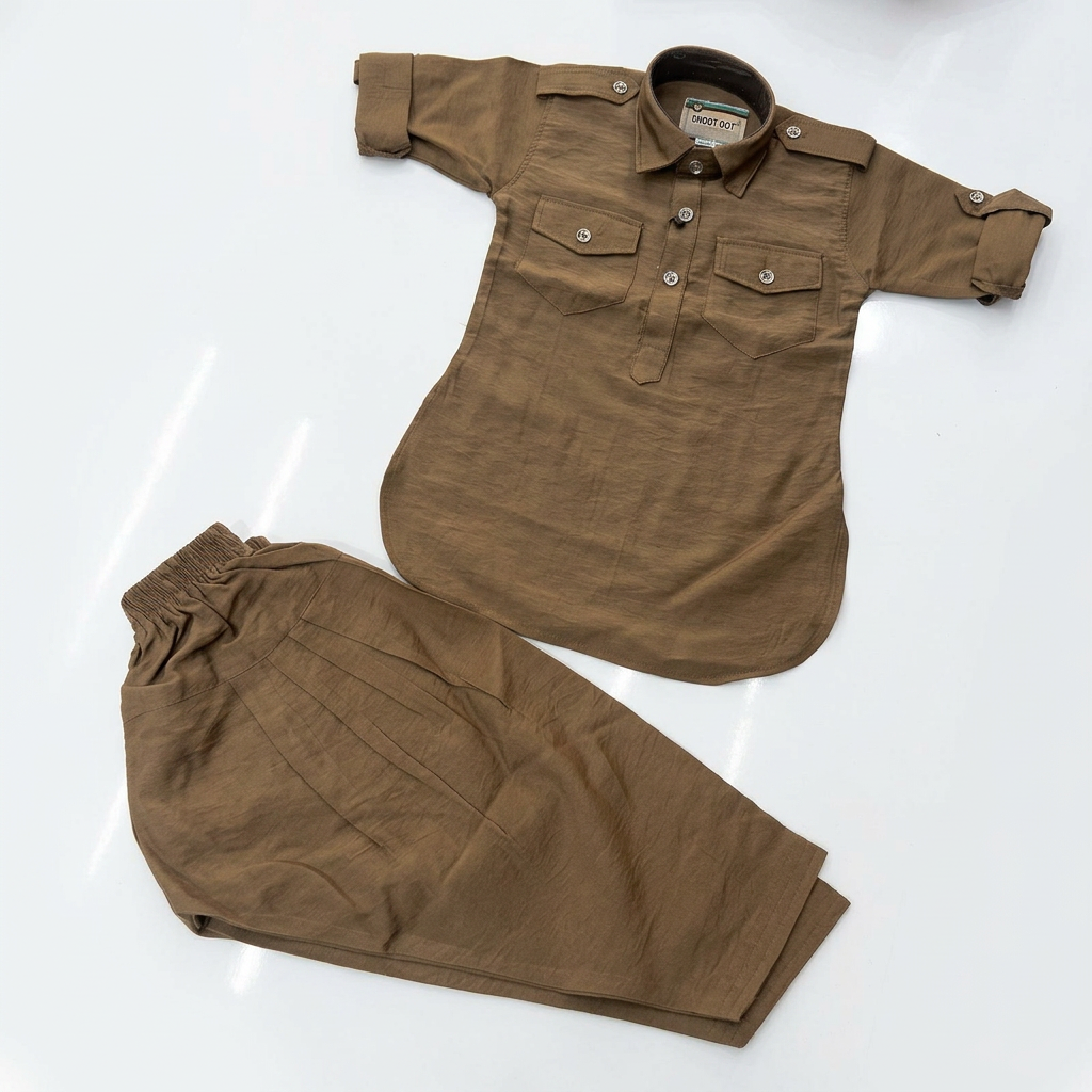 Boys Brown Ethnic Set view 3