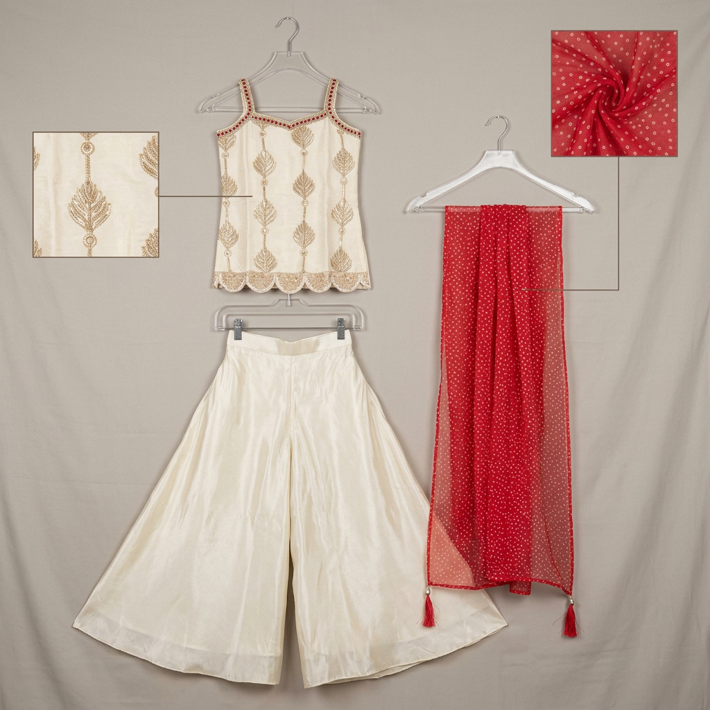 Embroidered Sleeveless Lehenga Set view 2