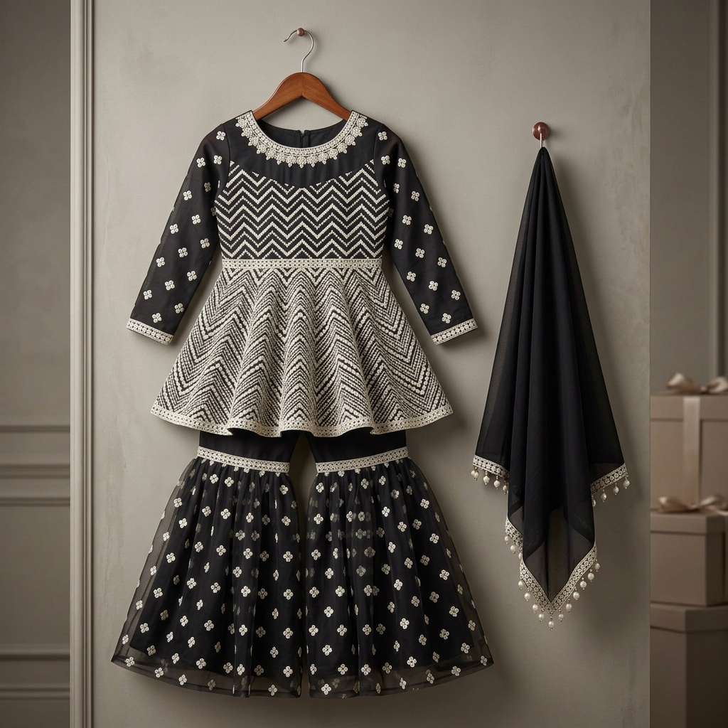 Girls Embroidered Dress Set view 2