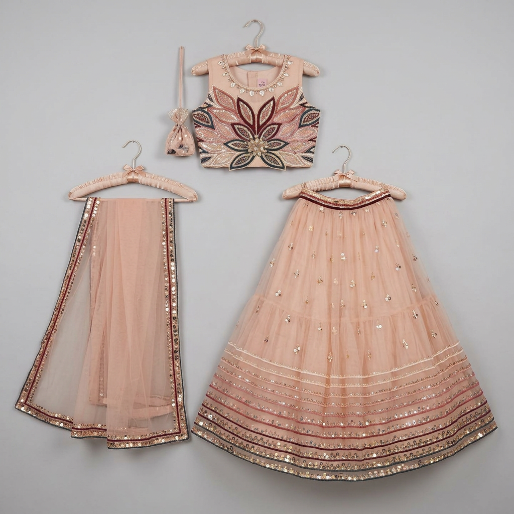 Embroidered Silk Lehenga Choli view 2