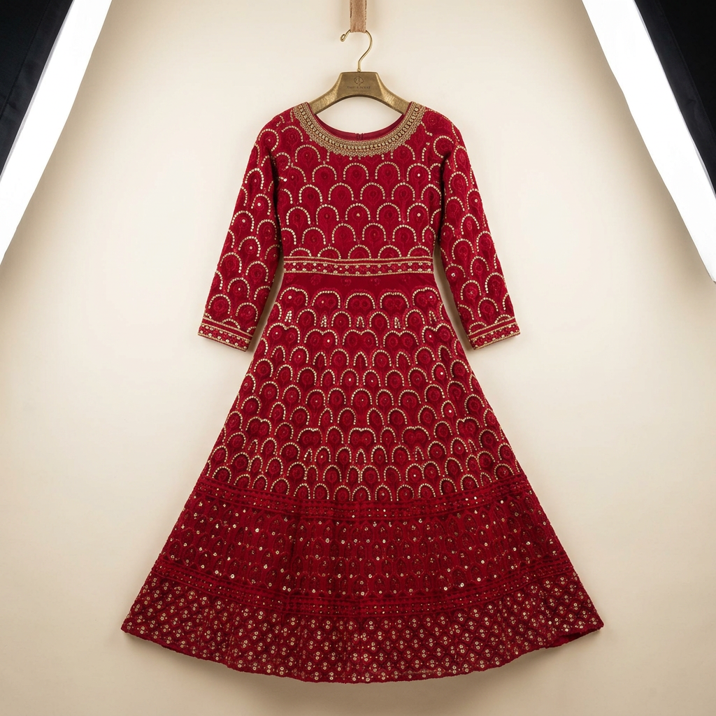 Embroidered Red Dress view 2