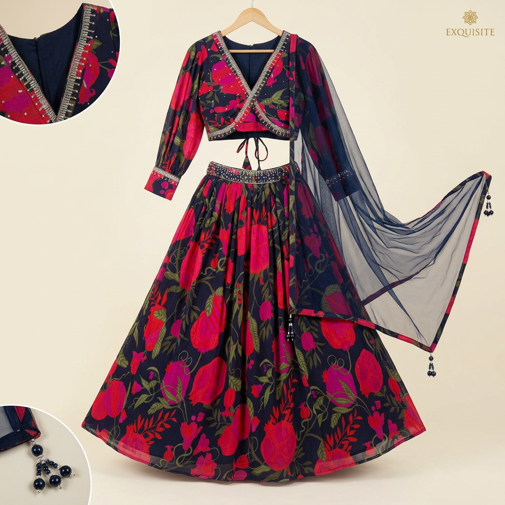 Floral Ethnic Lehenga Set view 2