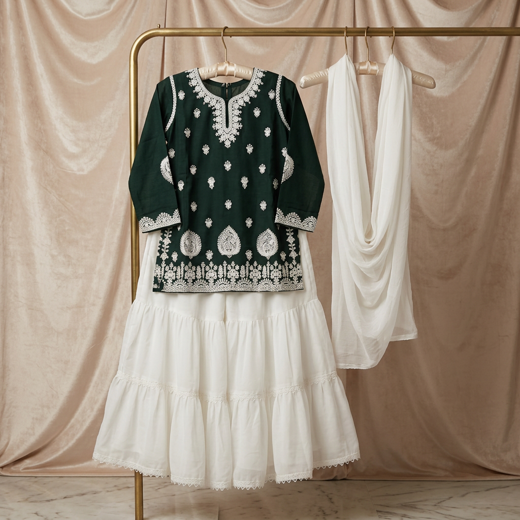 Embroidered Kurta with Palazzo Set view 2