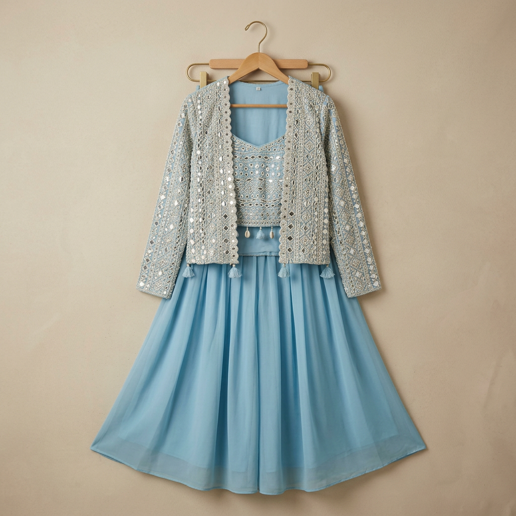 Girls Embellished Ethnic Set view 2
