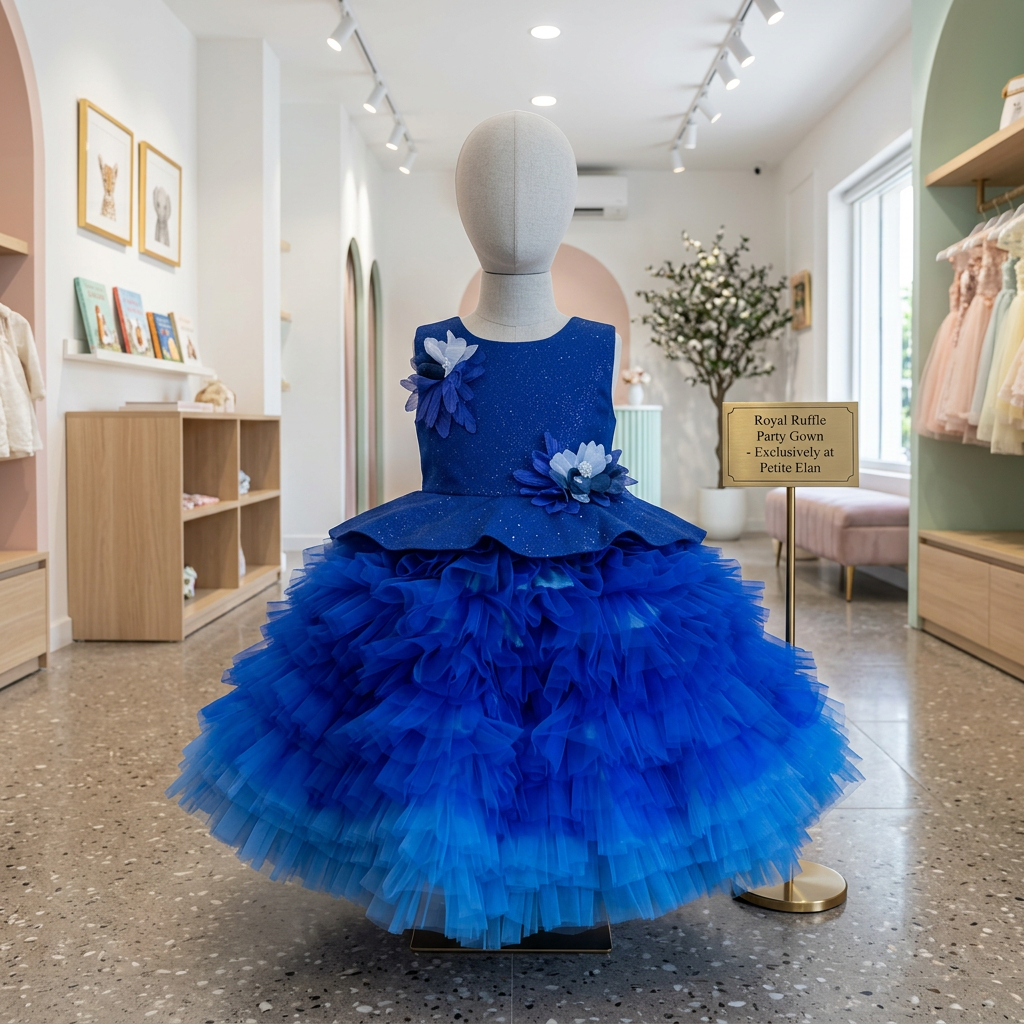 Blue Floral Tulle Gown view 2