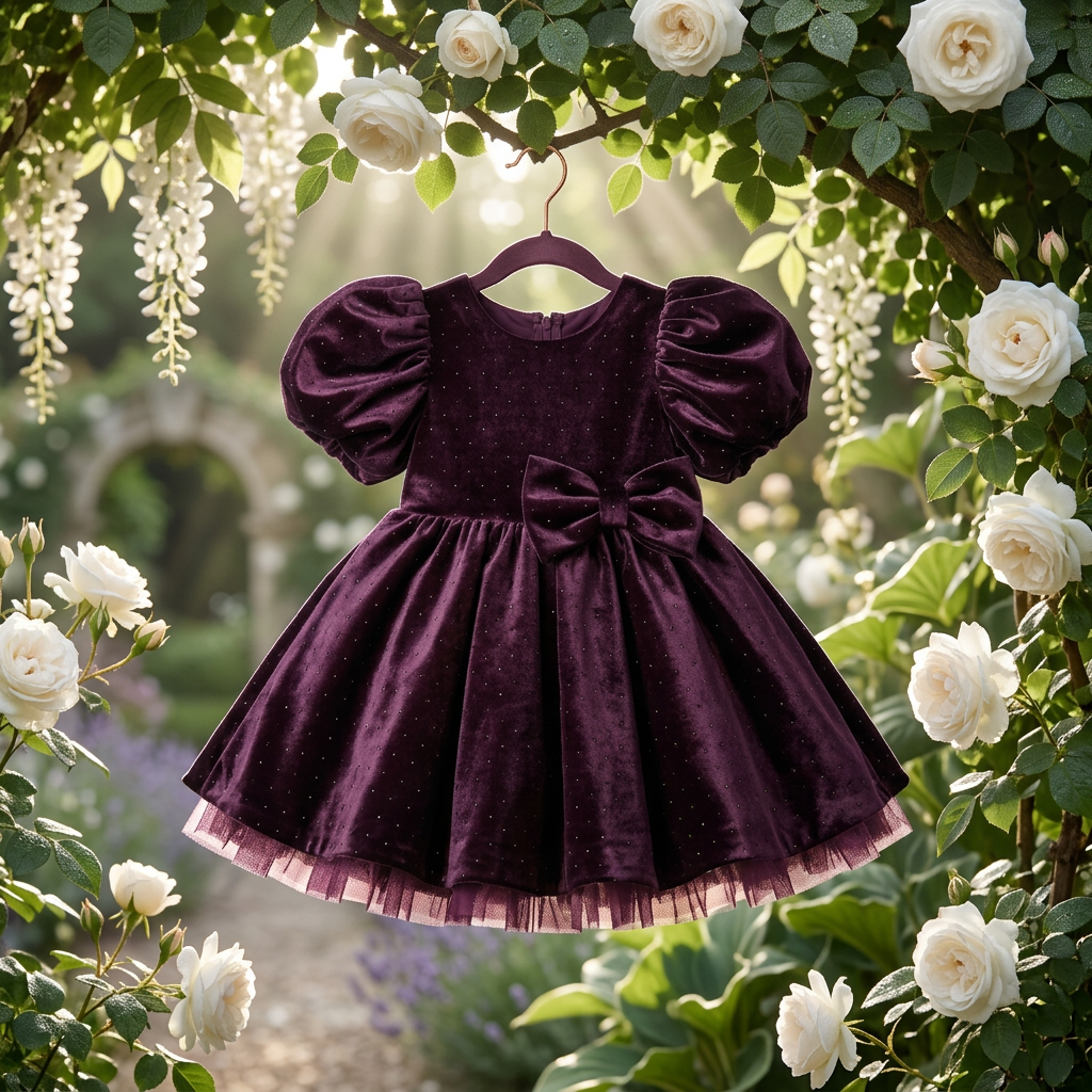 Velvet Puff Sleeve Dress view 2