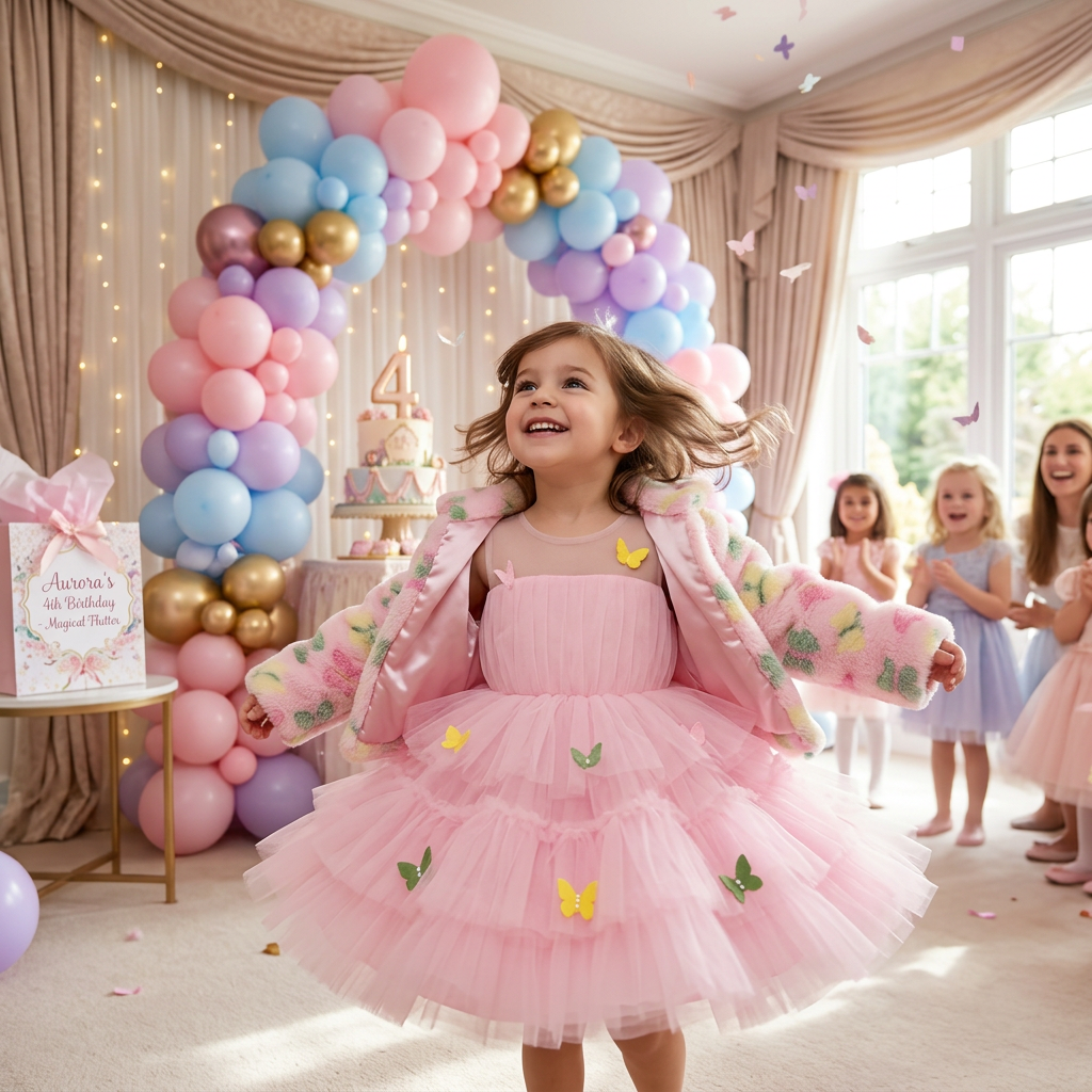 Pink Butterfly Dress with Jacket view 2