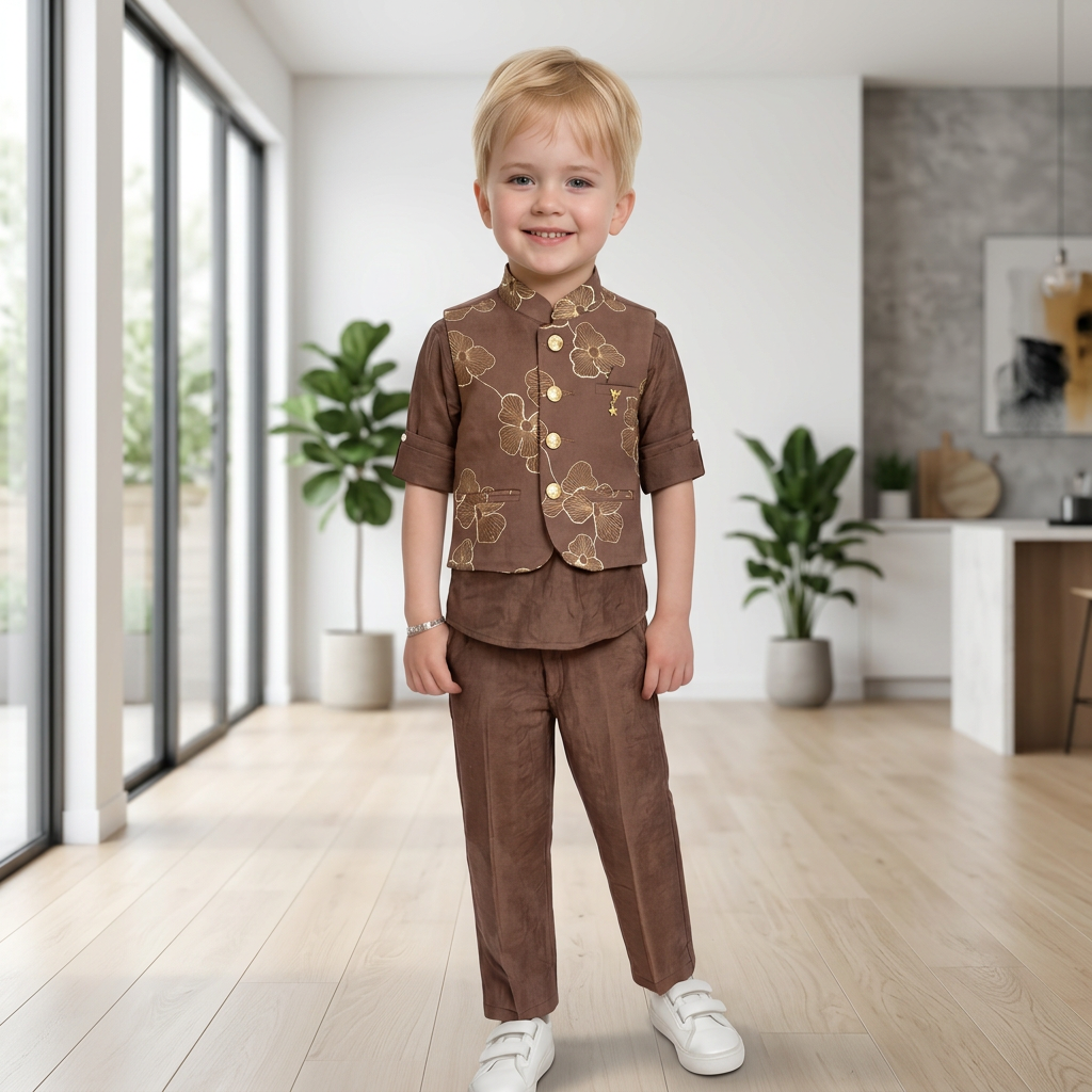 Floral Boys Ethnic Set