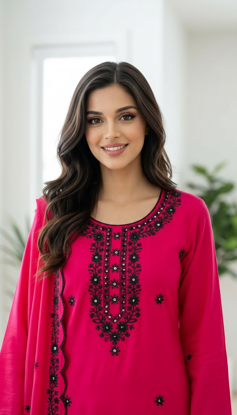 Embroidered Kurta Set Unstiched view 4